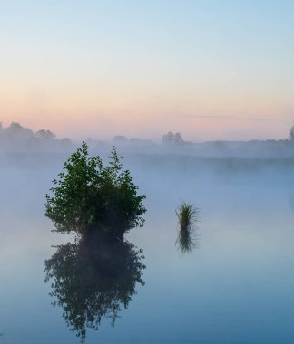 sabah gündoğumu Nehri üzerinde.