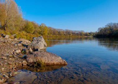 Ağaçlarla çevrili güzel bir göl görüntüsü.