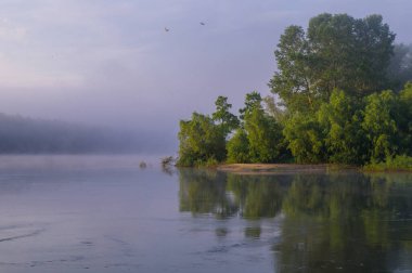 Sonbaharda nehirde sabah sisi.