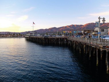 Stearn 's Wharf at Sunset - Santa Barbara, California, ABD 