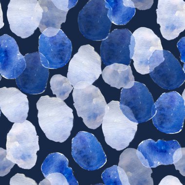 Suluboya basit soyut damlalar, suluboya lekeler, şeffaf, renkli, mavi palet, soğuk gama, sanatsal zemin. Yüksek kalite illüstrasyon, kağıt tasarımı