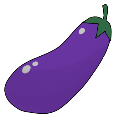 mor patlıcan simgesi, çizgi film tarzı