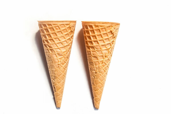 empty ice cream cone isolated on white background