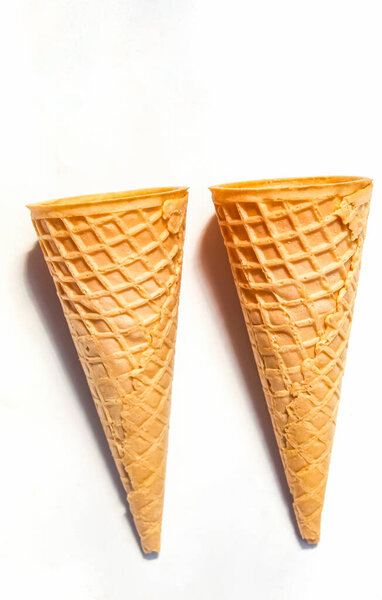empty ice cream cone isolated on white background