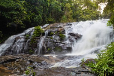 Güzel Pha Dok Manzarası ve inanılmaz yakın şelale manzaralı ve teraslı pirinç, Ban Mae Klang Luang, Doi Inthanon Ulusal Parkı, Chom Tangası, Chiang Mai Tayland