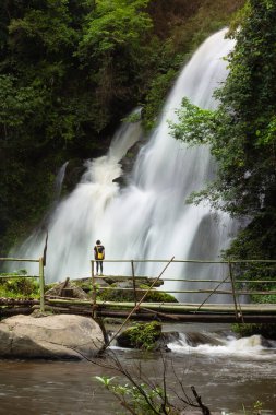 Güzel Pha Dok Manzarası ve inanılmaz yakın şelale manzaralı ve teraslı pirinç, Ban Mae Klang Luang, Doi Inthanon Ulusal Parkı, Chom Tangası, Chiang Mai Tayland