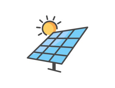 Mavi Panelli UI Tasarımı için Minimalist İzometrik Güneş Paneli Simgesi. Güneş istasyonu simgesi. Ev için güneş enerjisi.