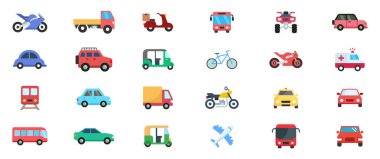 Araç modu katı simge koleksiyonu. Araç, araba, ulaşım, taksi, yol, yarış, otomobil katı doldurma simgesi koleksiyonu seti.