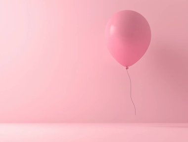 Pastel arka planda pembe balon. asgari konsept, 3 boyutlu görüntüleme