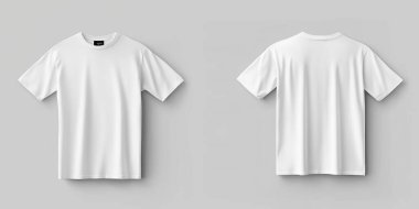 blank white t - shirt with white back on gray background.