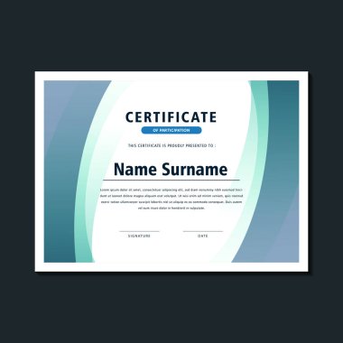 mavi soyut dalga tarzı iş sertifikası