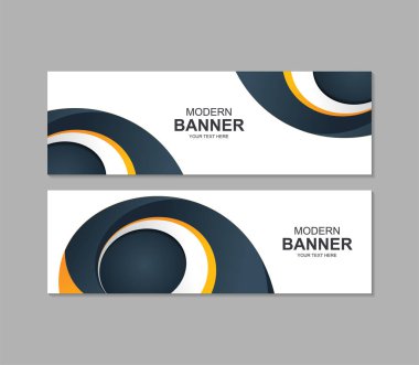 Siyah ve sarı soyut dalga pankartı tasarımı