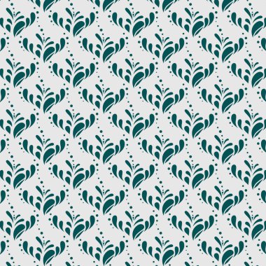 Açık gri arkaplanda biçimlendirilmiş deniz mavisi çiçek motifleri içeren kusursuz yinelenen desen