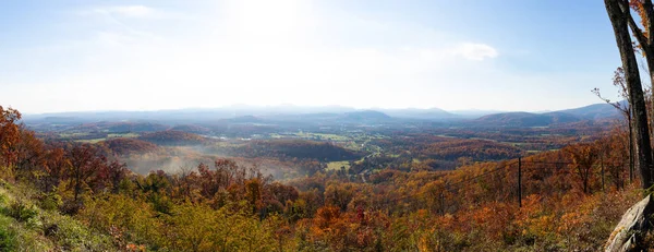 Eastern USA mountain panorama in autumn with colorful fall leaves, horizontal aspect