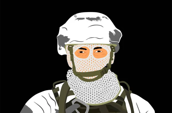 Neige Hiver Camouflage Uniforme Soldat Armée Avec Masque Casque Service — Image vectorielle