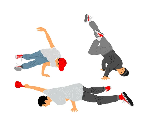 Break Dance Boy Vektor Ilustrasi Terisolasi Pada Latar Belakang Putih - Stok Vektor