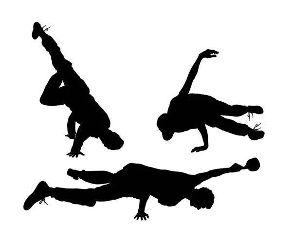 Break Dance Junge Vektor Silhouette Illustration Isoliert Auf Weißem Hintergrund — Stockvektor