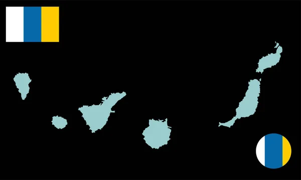 Canarie Mappa Vettoriale Silhouette Illustrazione Isolata Sfondo Bandiera Delle Isole — Vettoriale Stock