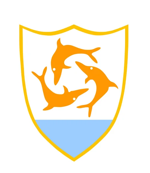Ilustración Vectorial Del Escudo Armas Anguila Aislada Isla Caribeña Símbolo — Vector de stock