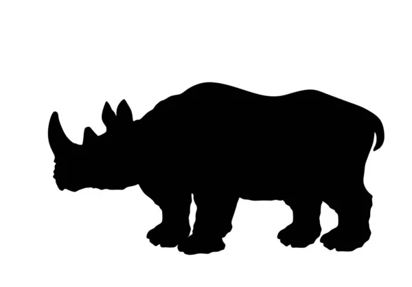 Neushoorn Vector Silhouet Illustratie Geïsoleerd Witte Achtergrond Rhino Dier Uit — Stockvector