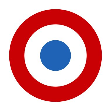 Rozet yuvarlak Fransız Hava Kuvvetleri bayrak çizimi izole edildi. Fransa 'nın gururlu askeri sembolü. Asker birliklerinin ulusal arması. Vatansever uçak amblemi. Direniş hareketi WW2 mirası.