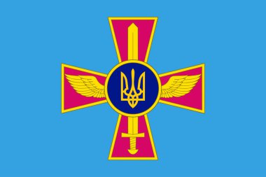 Ukrayna Hava Kuvvetleri bayrak vektör çizimi izole edildi. Ukrayna havacılığının gururlu askeri sembolü. Ulusal armalı asker üniforması. Vatansever bayrak. Uçak amblemi. Kiev efsanesinin ruhu.