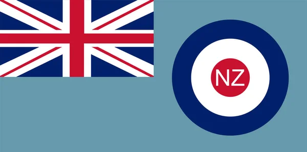 纽西兰空军旗帜矢量图解孤立 新西兰航空自豪的军事象征 国徽上有兵士 爱国的空军徽章 英联邦联合王国 — 图库矢量图片