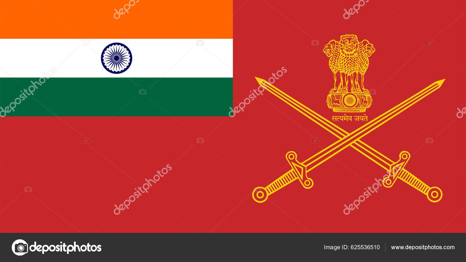 Иллюстрация Военного Флага Индии Изолирована Гордый Символ.