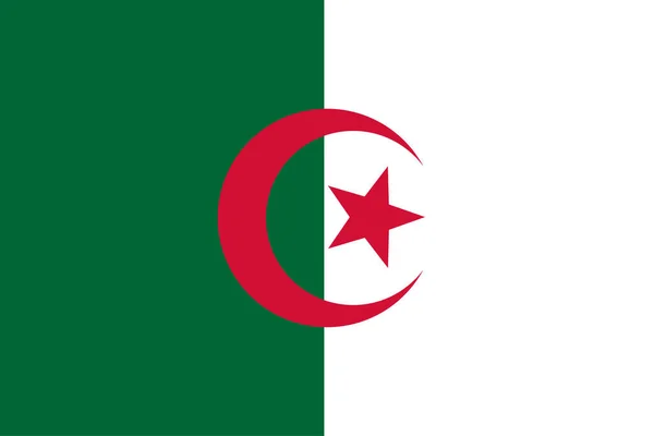 アルジェリア国旗ベクトルイラスト分離 北アフリカの国の国民のシンボル 月の半分と紋章はイスラム教徒とアラブ人を表しています アルジェリア紋章記号 — ストックベクタ