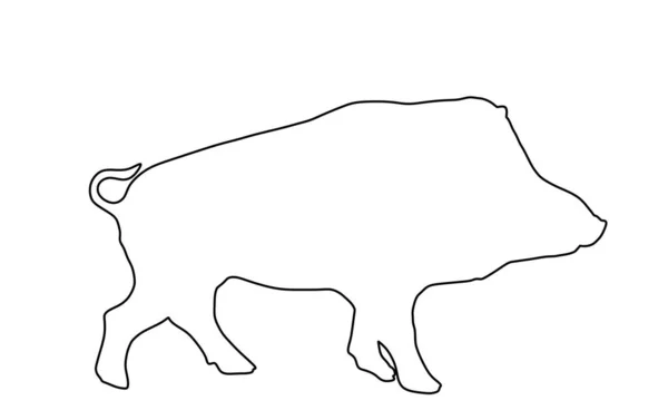 Warzenschwein Vektorlinie Silhouette Darstellung Isoliert Auf Weißem Hintergrund Buschschwein Wildschweine — Stockvektor