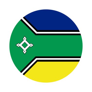 Circle badge Amapa flag vector illustration isolated on white background. Brazil State symbol. Brasil districts emblem. South America territory. Amapa emblem patriotic ribbon.