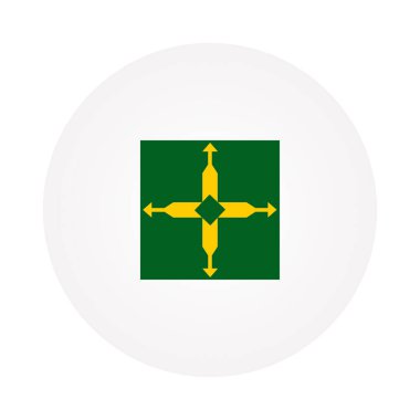 Circle badge Distrito Federal flag vector illustration isolated on white background. Brazil State flag Federal district button national symbol. Patriotic emblem. South America territory.