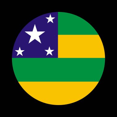 Çember rozet Goias bayrak vektör çizimi siyah arkaplanda izole. Brezilya 'nın sembolü. Brezilya bölgeleri amblemi. Güney Amerika bölgesi. Düğme Goias vatanseverlik nişanı..