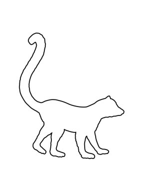 Line contour Lemur monkey vector silhouette illustration isolated on white background. Funny animal. Ring tail lemur symbol. Madagascar exotic monkey shape shadow.