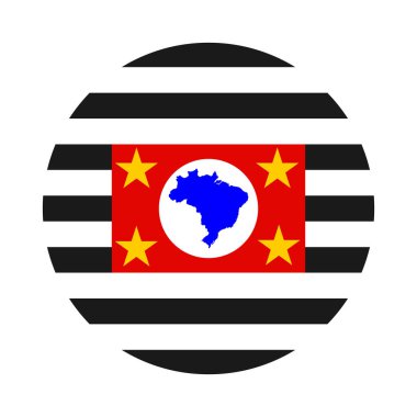 Sao Paulo State Flag vektör illüstrasyonu, Brezilya. Sao Paulo çemberi rozet bayrağı izole edildi. Ulusal vatansever bayrağı.