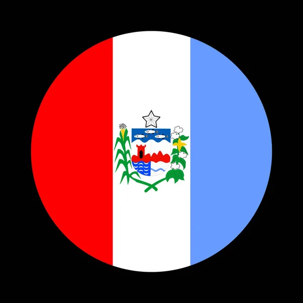 サークルバッジアラゴアスフラグベクトルイラストは黒の背景に隔離されています ブラジル国家の象徴 ブラジル地区の紋章 南アメリカの領土 アラゴアスの紋章愛国的なリボン — ストックベクタ