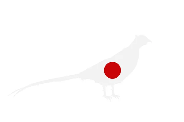 Japan Flag Pheasant Bird National Animal Vector Silhouette Illustration Isolated — Stockový vektor