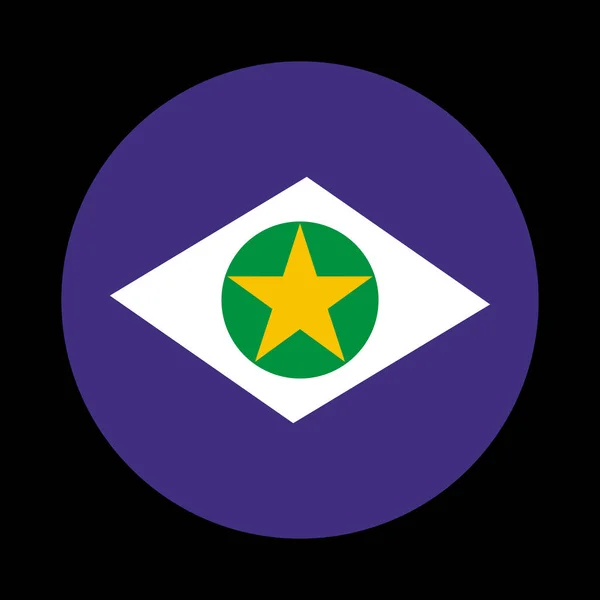 圆形徽章马托格罗索旗矢量在黑色背景上孤立 巴西国家象征 巴西区的标志 南美洲的领土 马托格罗索州爱国带 — 图库矢量图片