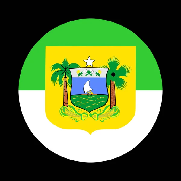 グランデの円バッジは 黒の背景に隔離されたノルトフラッグのベクトルイラストを行います ブラジル国家の紋章国のシンボル ブラジル国リボンの紋章 — ストックベクタ