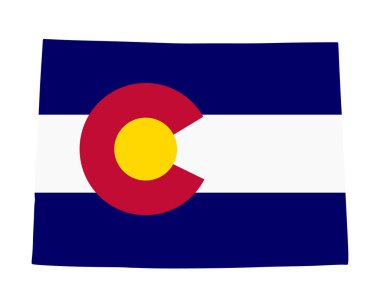 Colorado vector map and vector flag high detailed silhouette illustration isolated on white background. Colorado map flag national symbol. Country in United States of America. USA state.