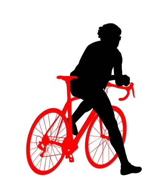 Time Out Bicyclist Man Vector Silhouette Illustration Isolated White Background — Stockový vektor