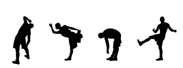 Basketball Player Stretching Vector Silhouette Illustration Isolated White Background Sportsman — 图库矢量图片
