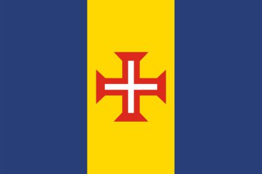 Madeira bayrak vektör çizimi izole edildi. Atlantik Okyanusu 'ndaki Portekiz adasının ulusal sembolü. Portekiz Özerk Bölgesi.