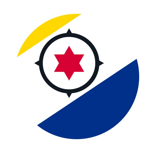 Distintivo Círculo Ilustração Vetorial Bandeira Bonaire Isolada Ilha Holandesa Nas — Vetor de Stock
