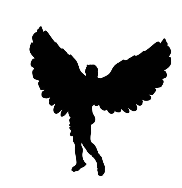 Mitología Griega Hombre Alado Icarus Vector Silueta Ilustración Aislada Sobre — Archivo Imágenes Vectoriales