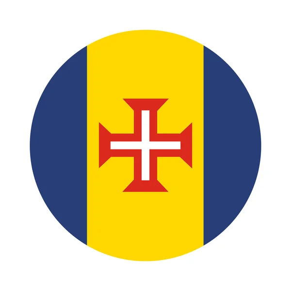 Cirkelmärke Madeira Flagga Vektor Illustration Isolerad Nationell Symbol För Portugal — Stock vektor