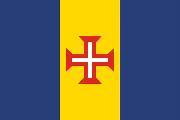 Ilustración Vectorial Bandera Madeira Aislada Símbolo Nacional Isla Portugal Océano — Vector de stock