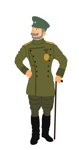 Vintage Ww1 Army Officer Uniform Vector Illustration General Marshal Symbol — Stok Vektör