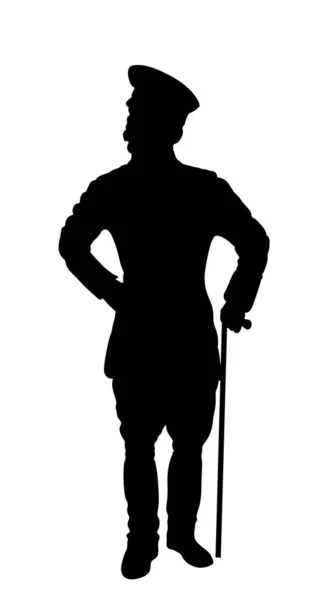 Винтажный Армейский Офицер Ww1 Форме Векторным Силуэтом Символ Маршала Солдат — стоковый вектор