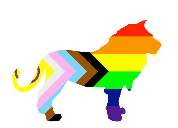 Singa Interseks Kemajuan Bendera Kebanggaan Ilustrasi Identitas Intergender Beberapa Orang - Stok Vektor